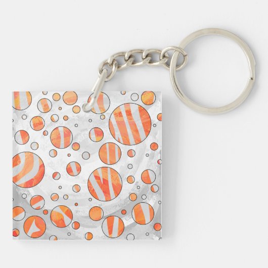 Zebra Oranje en witte poka Dot Sleutelhanger (Achterkant)