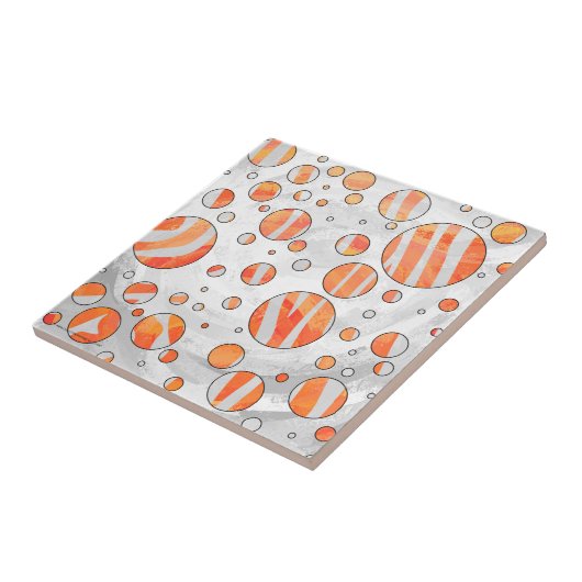 Zebra Oranje en witte poka Dot Tegeltje (Zijkant)