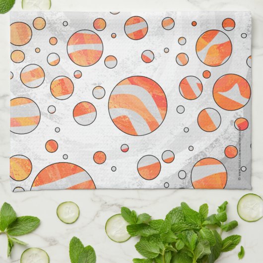 Zebra Oranje en witte poka Dot Theedoek (Gevouwen)