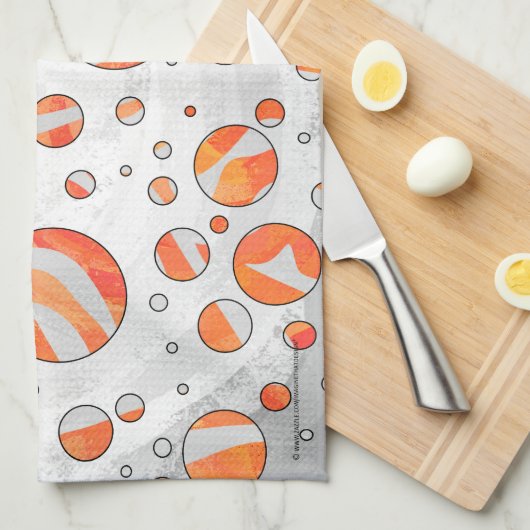 Zebra Oranje en witte poka Dot Theedoek (Quarter Fold)