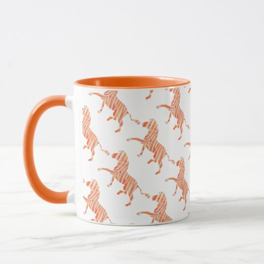 Zebra Oranje en Witte Silhouet Mok (Links)