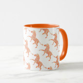 Zebra Oranje en Witte Silhouet Mok (Voorkant rechts)