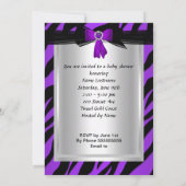 Zebra Paars Baby shower op hoog niveau Brunette Gi Kaart (Achterkant)