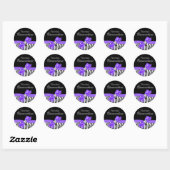 Zebra Paarse Boog Diamant Quinceanera Ronde Sticker (Vel)