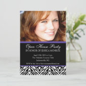 Zebra Paarse Foto Open House Afstuderen in Kaart (Staand voorkant)