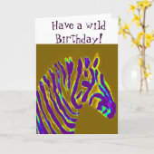 Zebra Paarse gouddag Kaart (Gele Bloem)