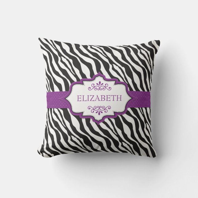 Zebra Paarse Ribbon MoJo Pillow Kussen (Voorkant)