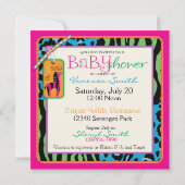 Zebra & Pacifier Safari Animal Print Baby shower Kaart (Achterkant)