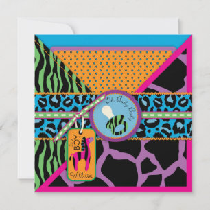 Zebra & Pacifier Safari Animal Print Baby shower Kaart