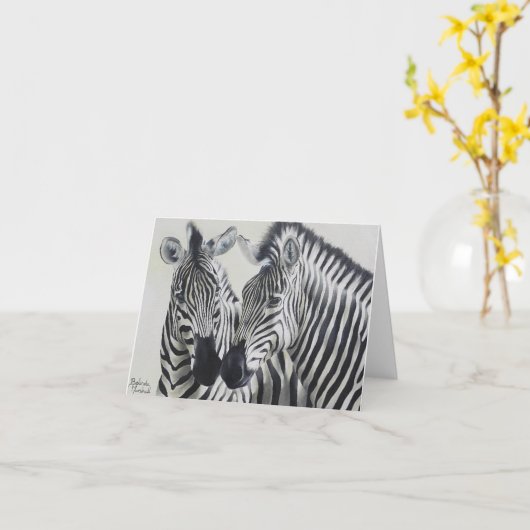 Zebra Pair Notecard Kaart (Gele Bloem)