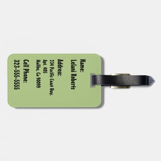 Zebra Palm Aloha Hawaiian Tropical  - Green Bagagelabel (Achterkant horizontaal)