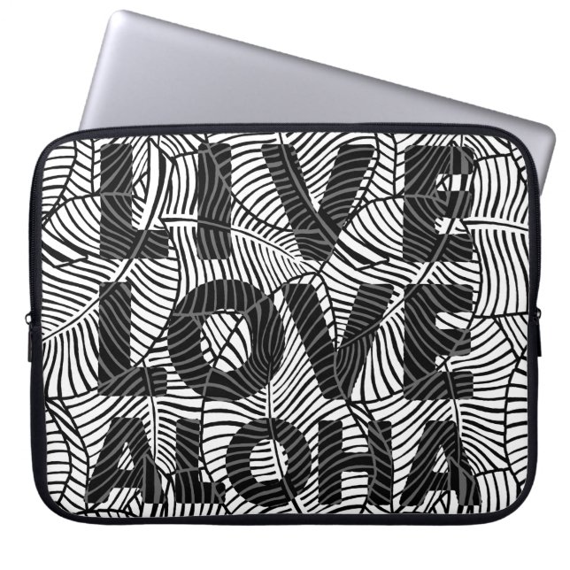 Zebra Palm Aloha Hawaiian Tropical Wetsuit Laptop Sleeve (Voorkant)
