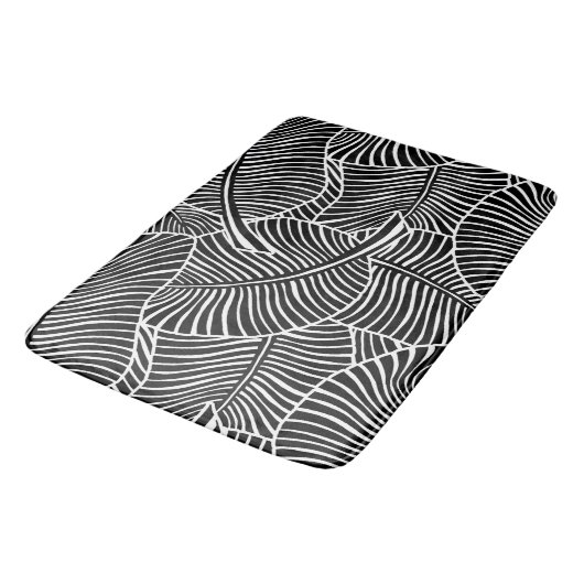 Zebra Palm Hawaiian Tropical Black and White Badmat (Gekanteld)