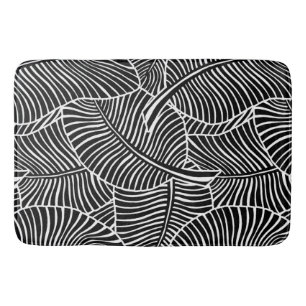 Zebra Palm Hawaiian Tropical Black and White Badmat