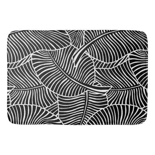 Zebra Palm Hawaiian Tropical Black and White Badmat (Voorkant)