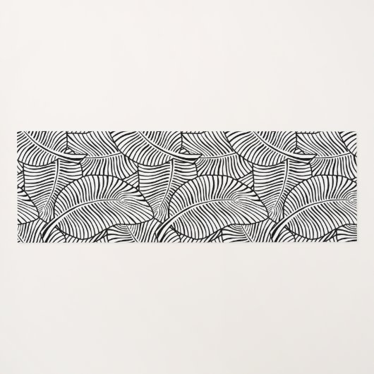 Zebra Palm Hawaiian Tropical Black omkeerbaar Yogamat (Achterkant (horizontaal))