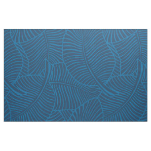 Zebra Palm Hawaiian Tropical Denim Blue Stof
