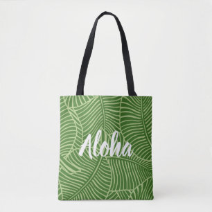 Zebra Palm Hawaiian Tropical Palm Green Beach Tote Bag