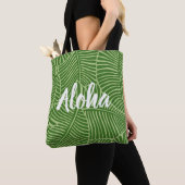 Zebra Palm Hawaiian Tropical Palm Green Beach Tote Bag (Dichtbij)