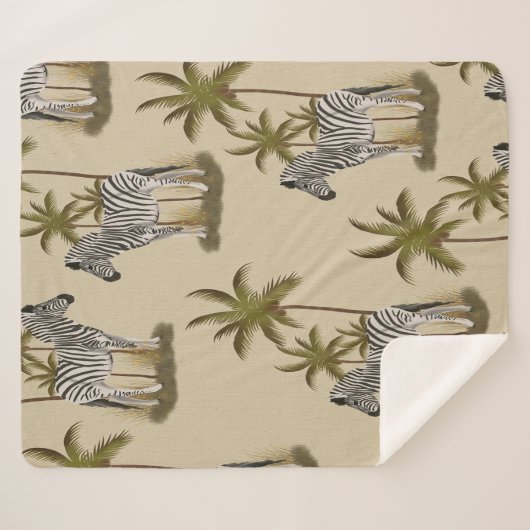 Zebra & Palmbomen Sherpa Deken (Voorkant (horizontaal))