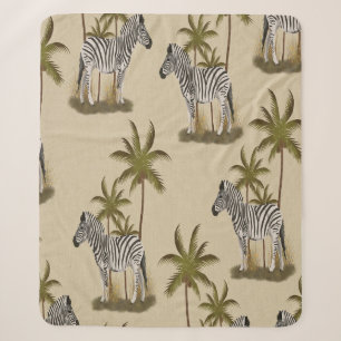 Zebra & Palmboom Sherpa Dekbed Deken