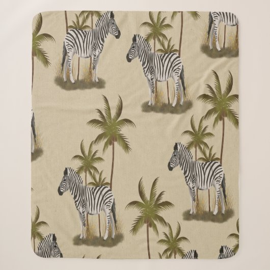 Zebra & Palmboom Sherpa Dekbed Deken (Voorkant)