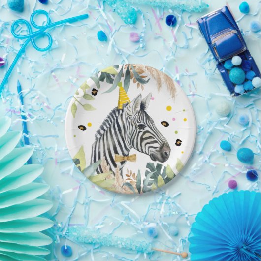 Zebra Party Animals Verjaardag Zoo Safari Papieren Bordje (Feest)