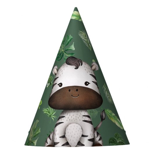 Zebra Party Dier Wild Oerwoud Safari Verjaardagsjo Feesthoedjes (Voorkant)