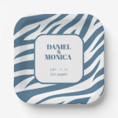 Zebra Pastel Blauwe Papieren Borden & Kommen - Sti Bordje (Voorkant)