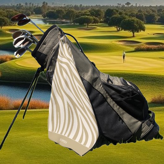 Zebra Patroon-Beige Golfhanddoek