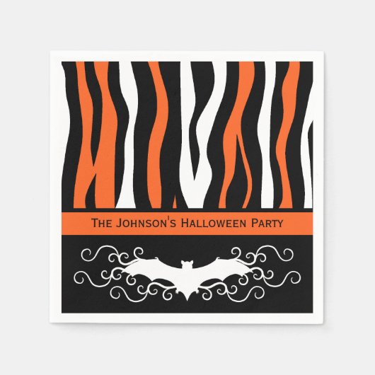 Zebra patroon en vleermuis Halloween feest Servetten (Voorkant)