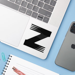 Zebra patroon lijnstijl Z Letter Monogram Sticker