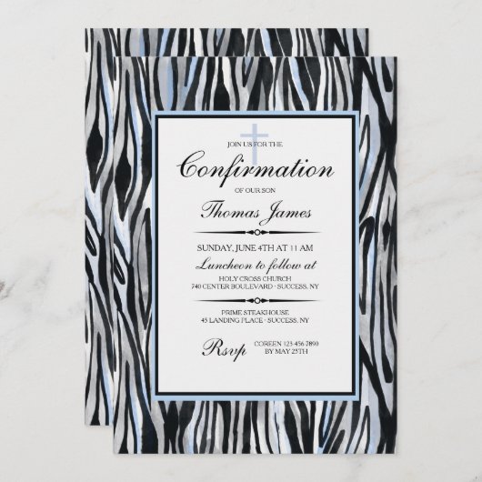 Zebra patroon met blauw kaart (Voorkant / Achterkant)