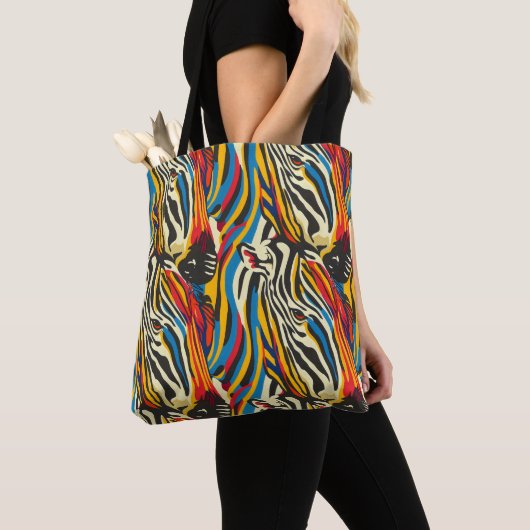 Zebra Patroon Regenboog Stripes Tote Bag (Dichtbij)