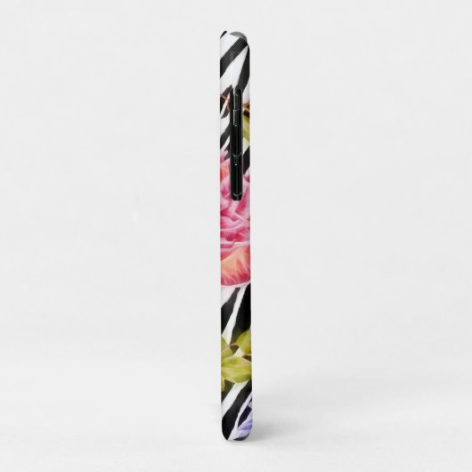 Zebra patroon roze bloemen en strepen Case-Mate iPhone case (Achterkant/links)
