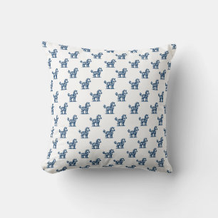 Zebra Patroon - Shibori Blauw op Wit Kussen