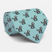 Zebra Patroon - Zwart op Lichtblauw Groen Stropdas (Opgerold)