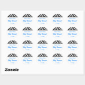 Zebra Pattern Baby shower. Blauw, zwart en wit. Ronde Sticker (Vel)