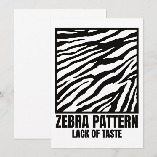 Zebra Pattern Bad Taste Mode Victim Kaart (Voorkant / Achterkant)