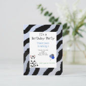 Zebra Pattern Birthday Invitation Kaart (Staand voorkant)