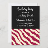 Zebra Pattern Birthday Invitation Kaart (Voorkant)