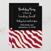 Zebra Pattern Birthday Invitation Kaart (Voorkant / Achterkant)