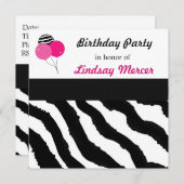 Zebra Pattern Birthday Invitation Kaart (Voorkant / Achterkant)