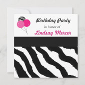 Zebra Pattern Birthday Invitation Kaart (Voorkant)