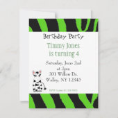 Zebra Pattern Birthday Invitation Kaart (Voorkant)