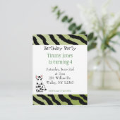 Zebra Pattern Birthday Invitation Kaart (Staand voorkant)