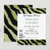 Zebra Pattern Birthday Invitation Kaart (Voorkant / Achterkant)