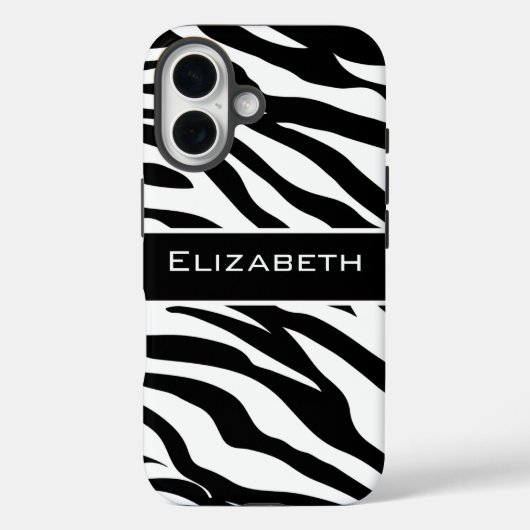 Zebra Pattern Black and White Personalized  Case-Mate iPhone Case (Achterkant)