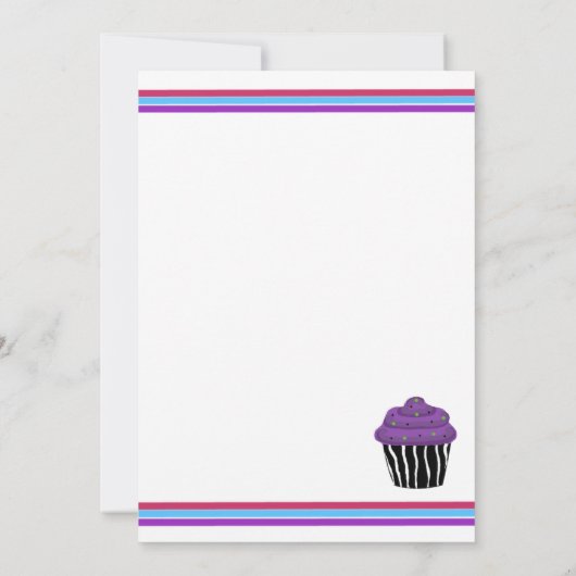 Zebra Pattern Cupcakes Birthday Party Invitation Kaart (Achterkant)