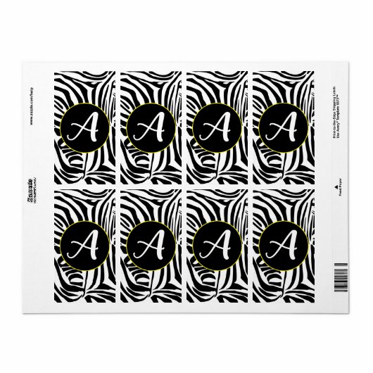 Zebra Pattern Etiket (Full Sheet)